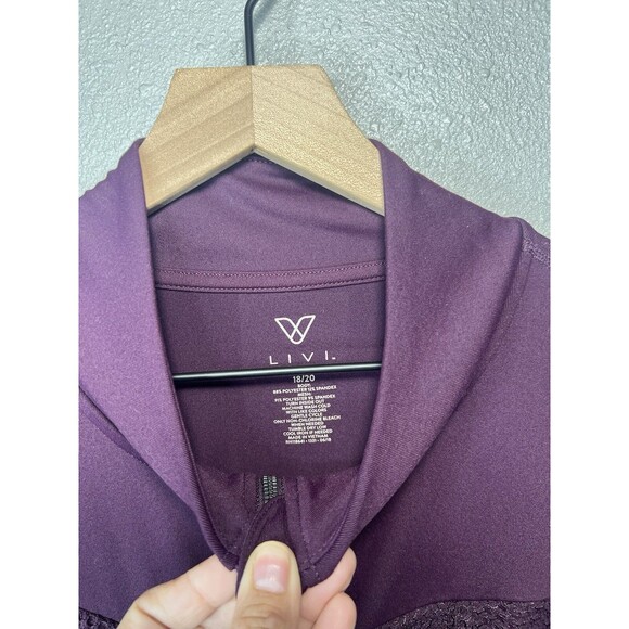 Livi Active Lane Bryant Jacket Size 18/20 2X Purple Zip Up Active Mesh Ruffle - Picture 5 of 6